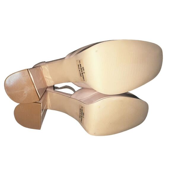 Fairy Grunge Nude Platforms Chunky Block Heels Retro Mary Jane Party Pumps Sz 9 - Picture 11 of 14